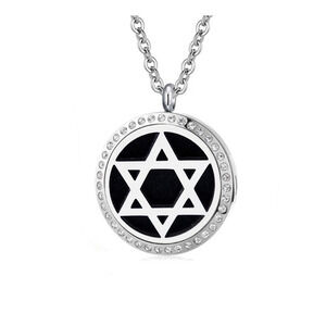 Aromatherapy Essential Oil Diffuser Necklace Star of David with Crystals SS